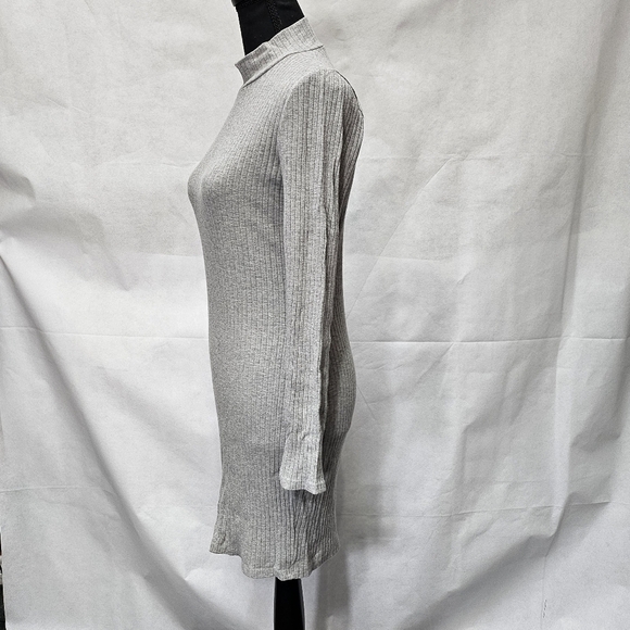 Heart & Hips Grey Ribbed Pencil Dress High Neck Size L - Picture 4 of 7